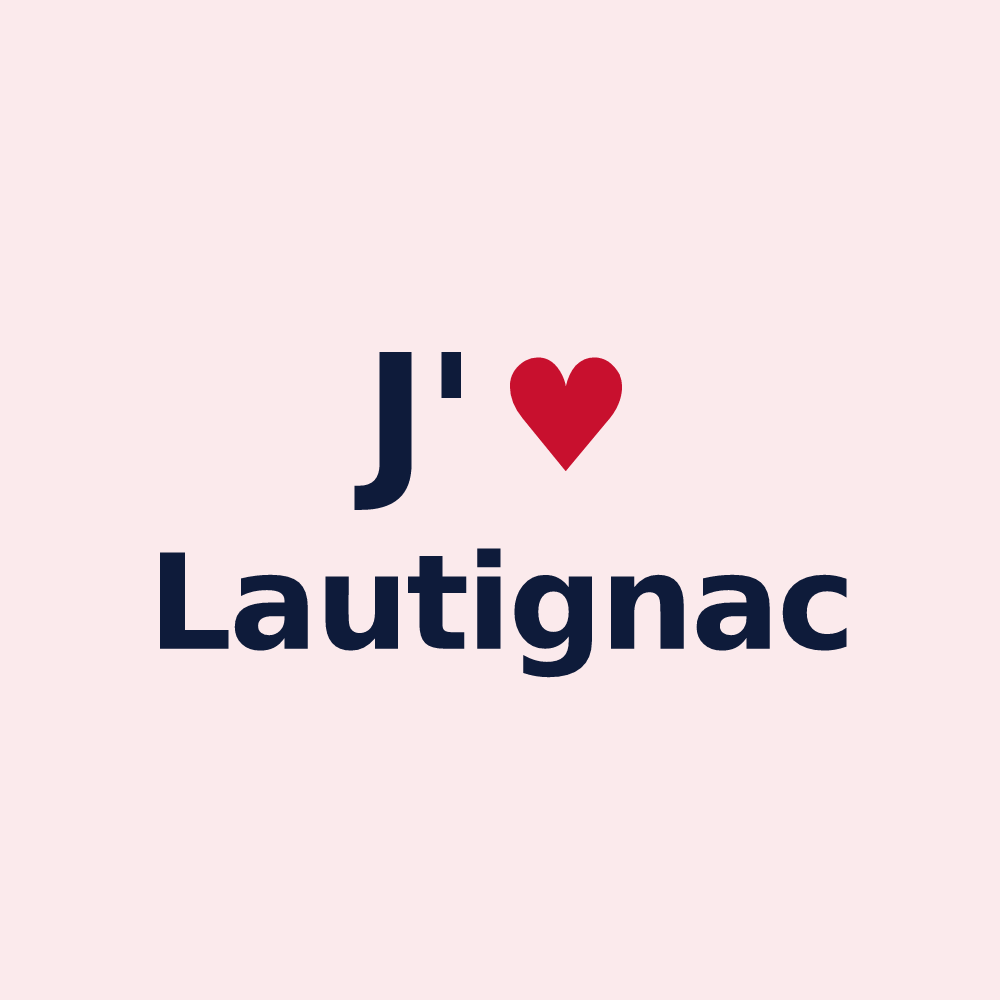 Magnet personnalisé Lautignac — design « J'aime Lautignac » imprimé sur le magnet