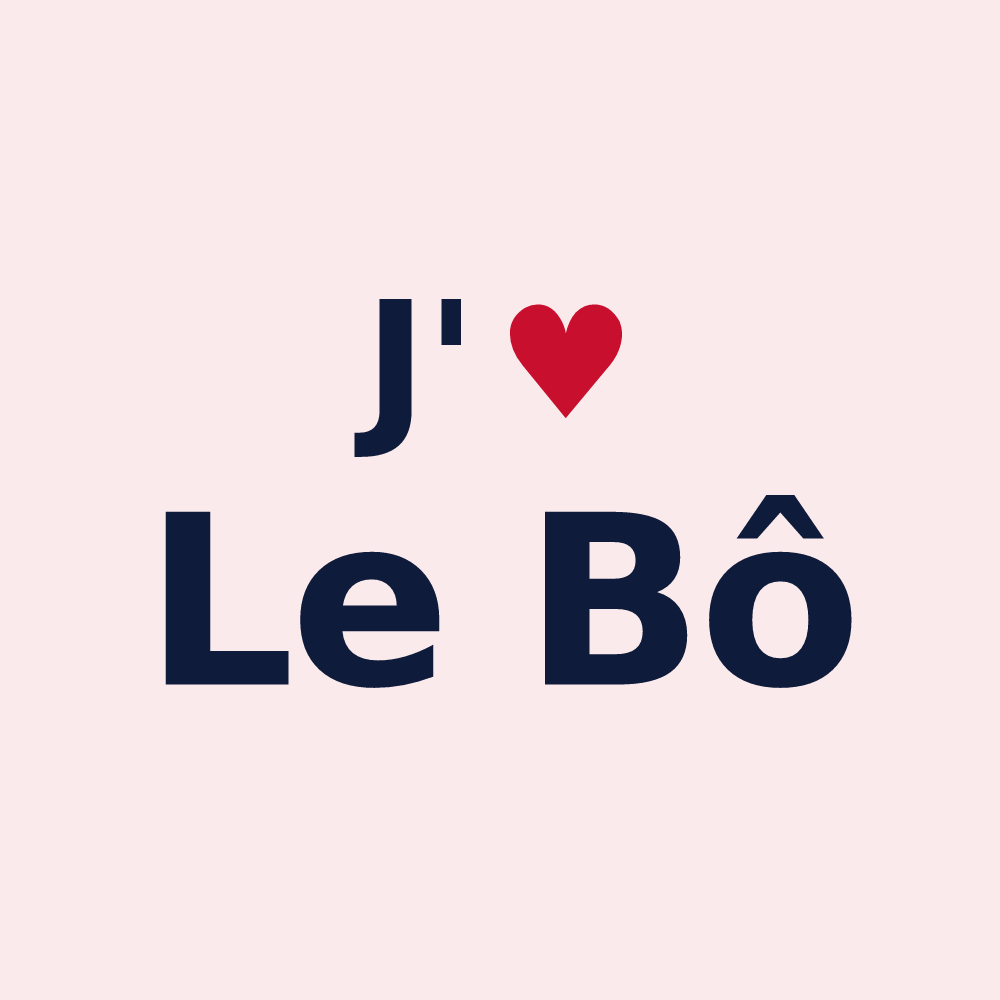 Magnet personnalisé Le Bô — design « J'aime Le Bô » imprimé sur le magnet