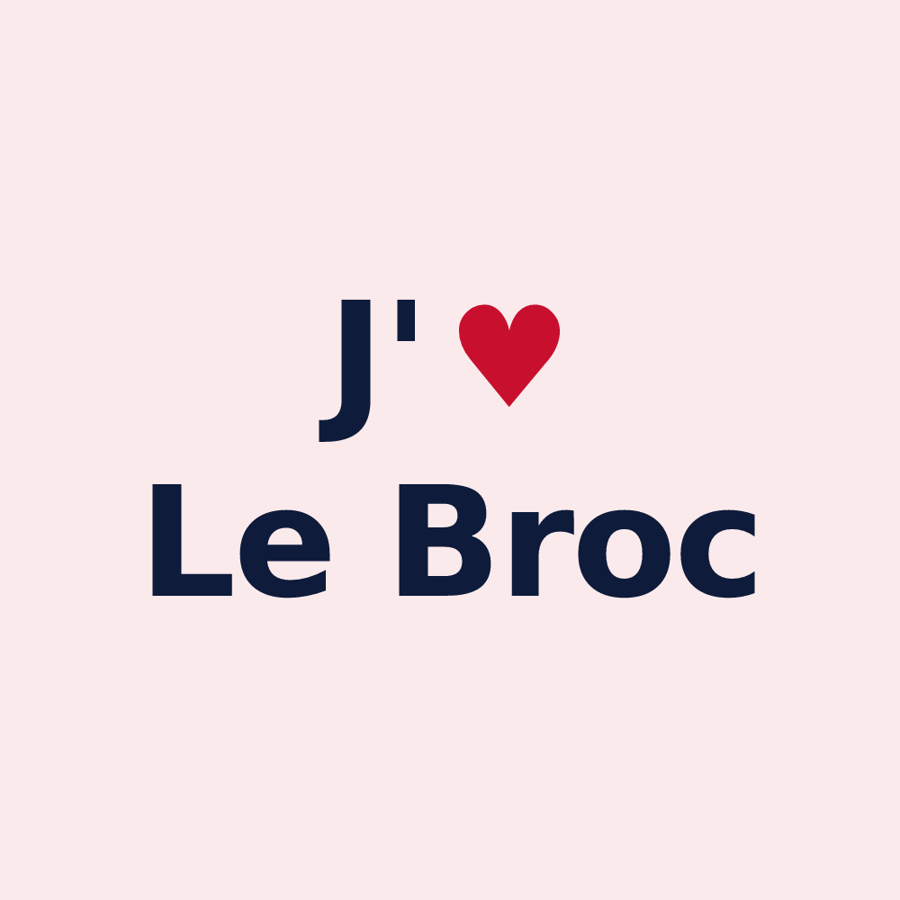 Magnet personnalisé Le Broc — design « J'aime Le Broc » imprimé sur le magnet