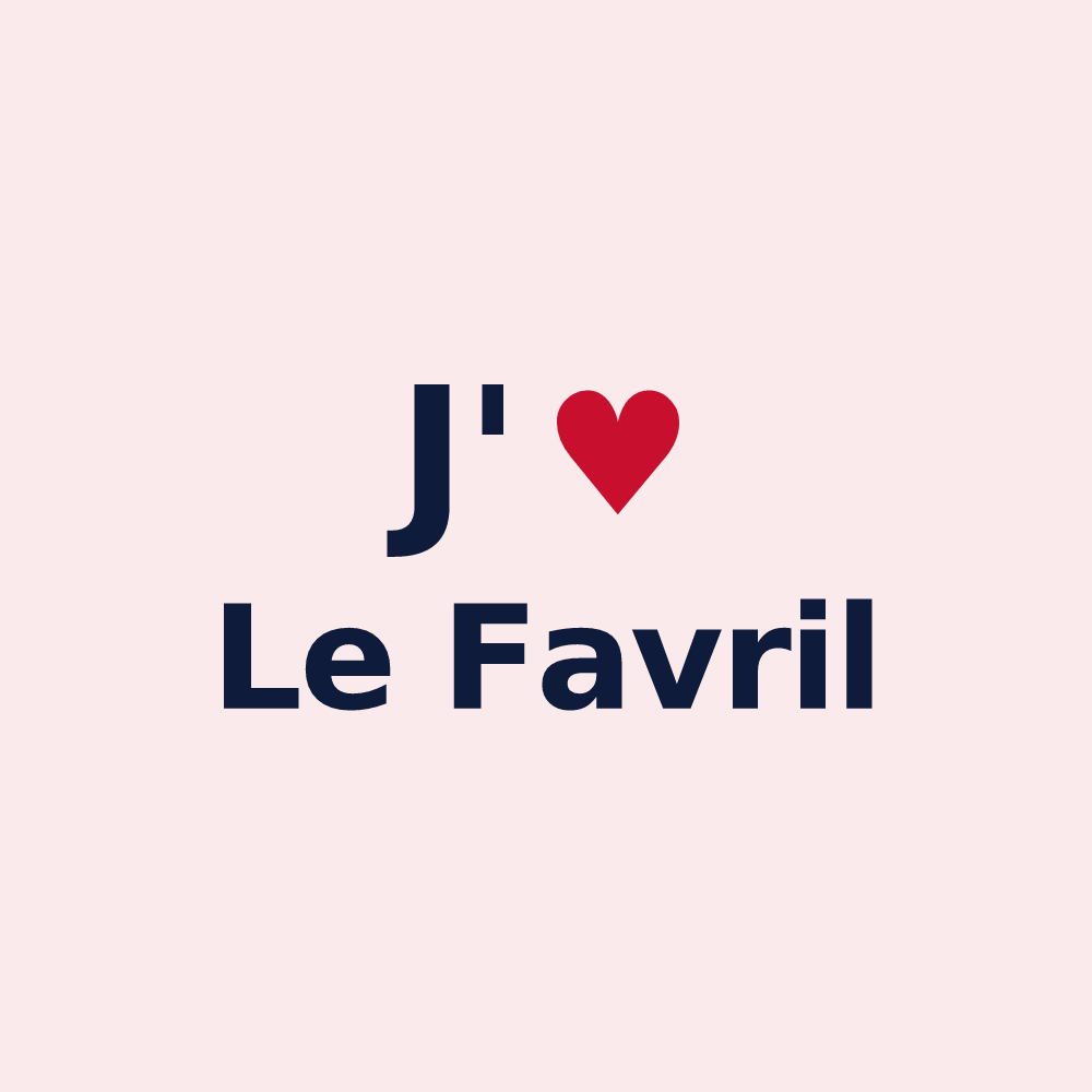 Magnet personnalisé Le Favril — design « J'aime Le Favril » imprimé sur le magnet