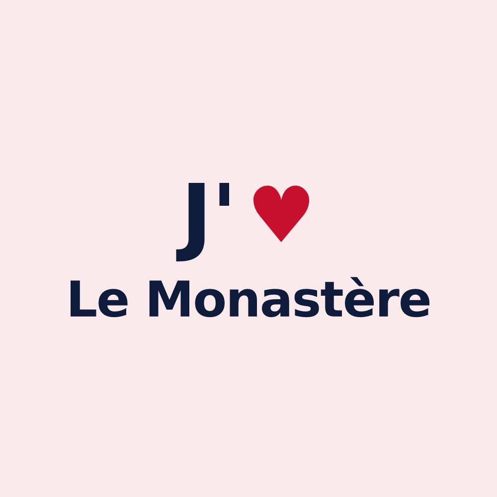 Magnet personnalisé Le Monastère — design « J'aime Le Monastère » imprimé sur le magnet