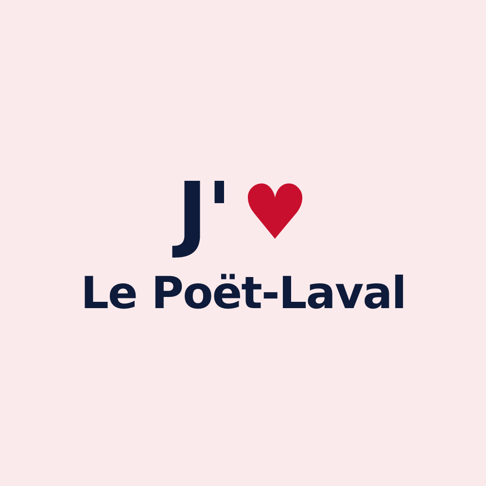 Magnet personnalisé Le Poët-Laval — design « J'aime Le Poët-Laval » imprimé sur le magnet
