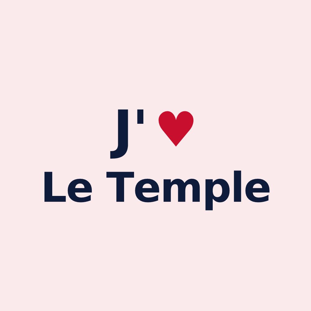 Magnet personnalisé Le Temple — design « J'aime Le Temple » imprimé sur le magnet