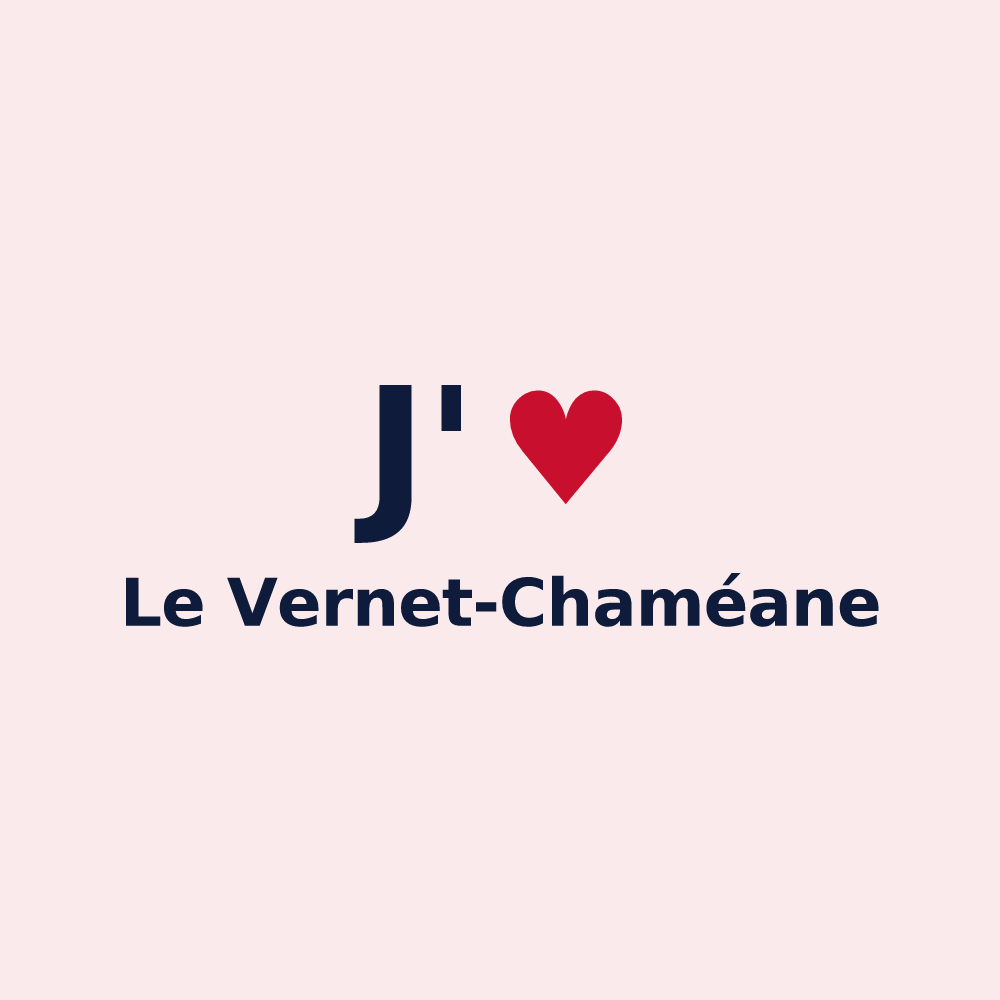 Magnet personnalisé Le Vernet-Chaméane — design J'aime Le Vernet-Chaméane
