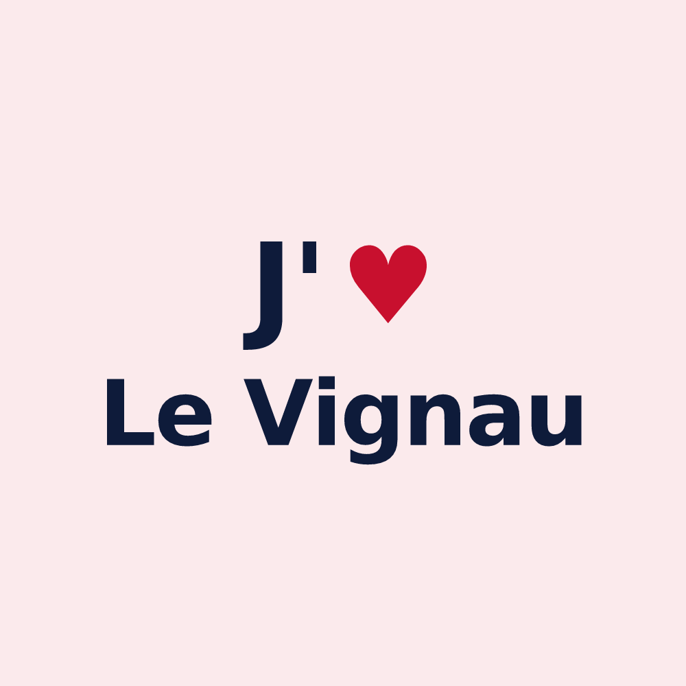 Magnet personnalisé Le Vignau — design « J'aime Le Vignau » imprimé sur le magnet