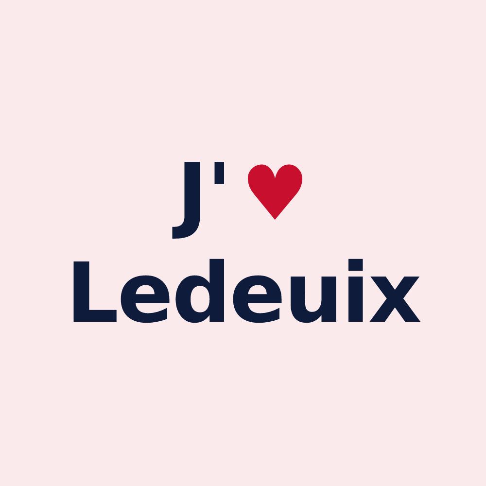 Magnet personnalisé Ledeuix — design « J'aime Ledeuix » imprimé sur le magnet