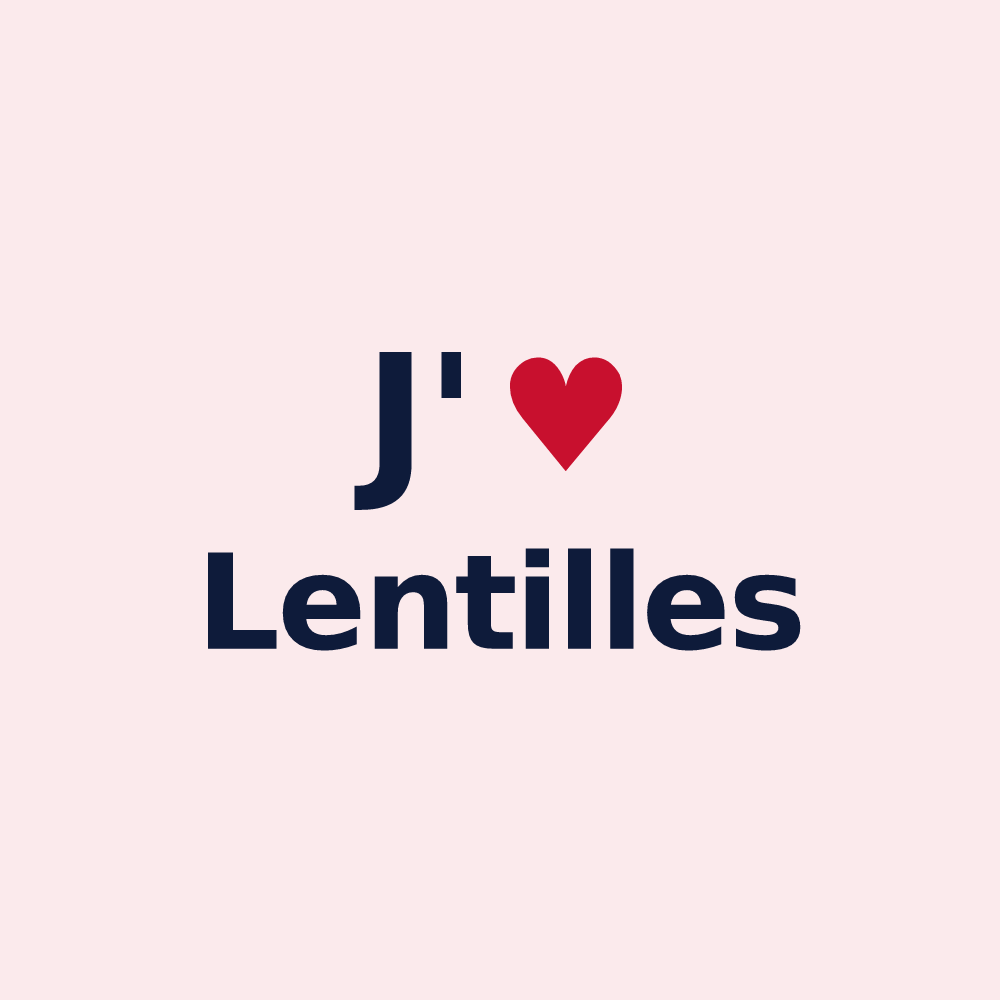 Magnet personnalisé Lentilles — design « J'aime Lentilles » imprimé sur le magnet