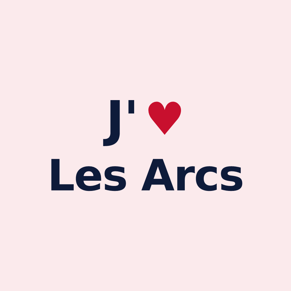 Magnet personnalisé Les Arcs — design « J'aime Les Arcs » imprimé sur le magnet