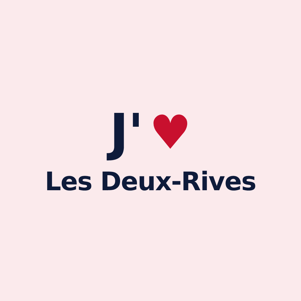 Magnet personnalisé Les Deux-Rives — design J'aime Les Deux-Rives