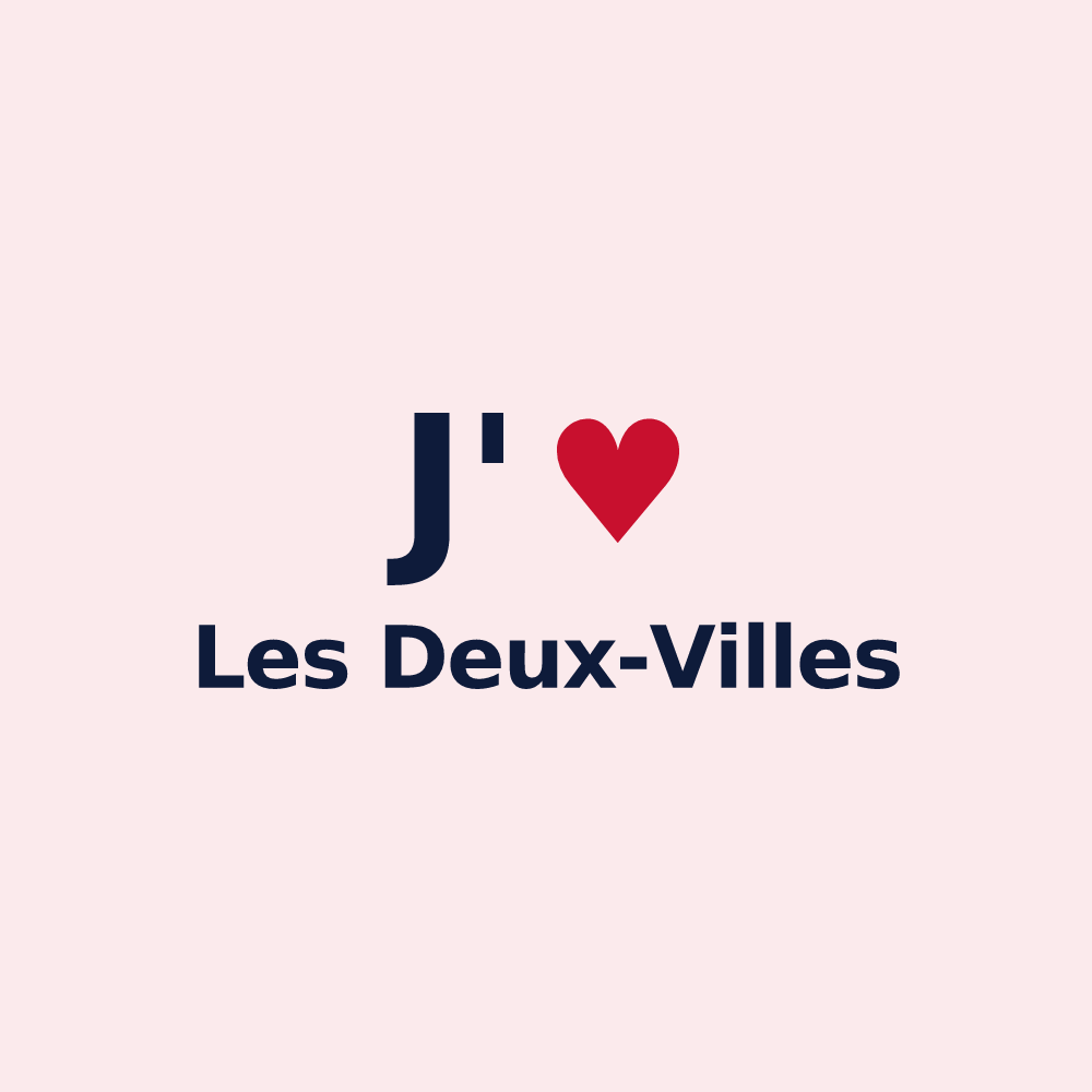 Magnet personnalisé Les Deux-Villes — design « J'aime Les Deux-Villes » imprimé sur le magnet