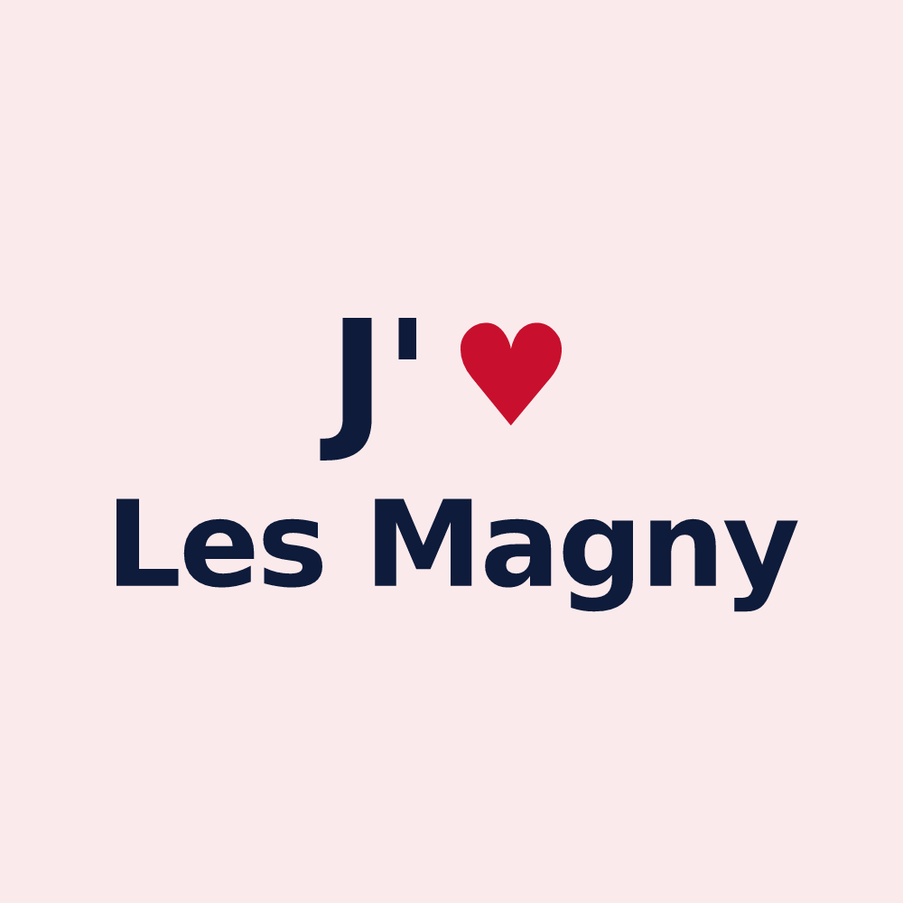 Magnet personnalisé Les Magny — design « J'aime Les Magny » imprimé sur le magnet