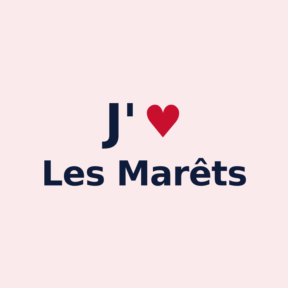 Magnet personnalisé Les Marêts — design « J'aime Les Marêts » imprimé sur le magnet