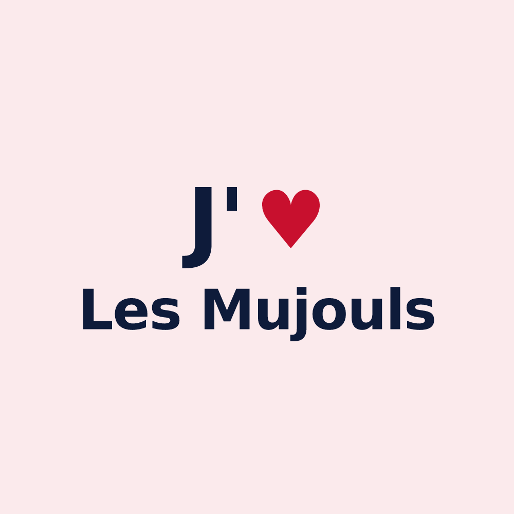 Magnet personnalisé Les Mujouls — design J'aime Les Mujouls