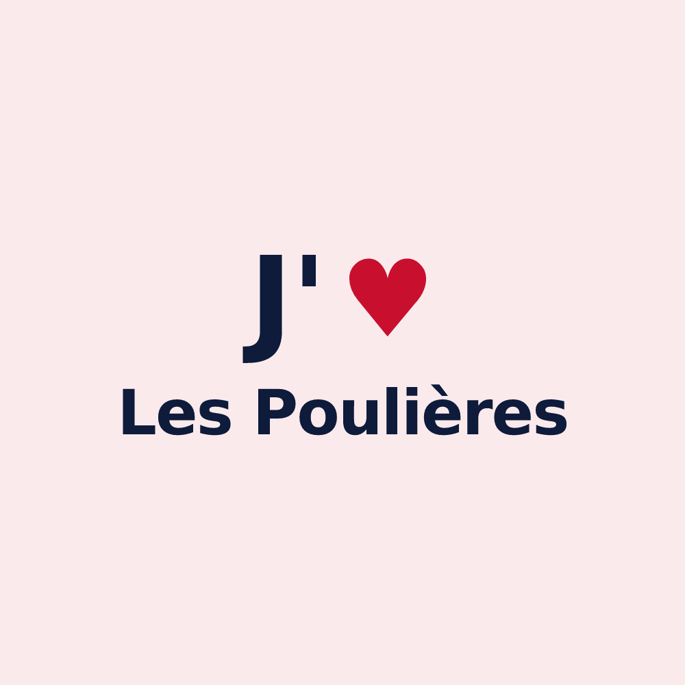 Magnet personnalisé Les Poulières — design « J'aime Les Poulières » imprimé sur le magnet