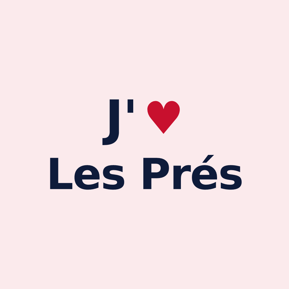 Magnet personnalisé Les Prés — design « J'aime Les Prés » imprimé sur le magnet