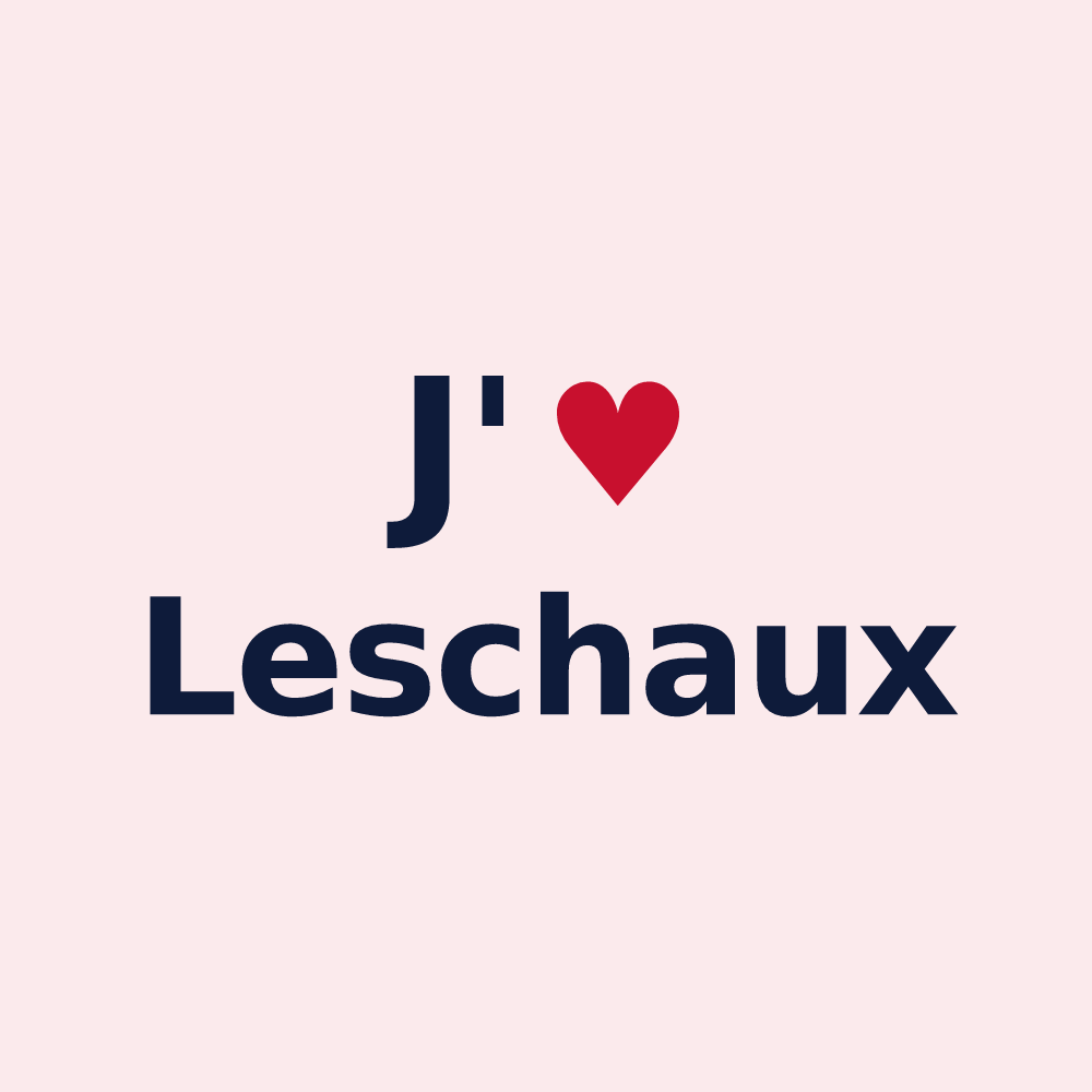 Magnet personnalisé Leschaux — design « J'aime Leschaux » imprimé sur le magnet