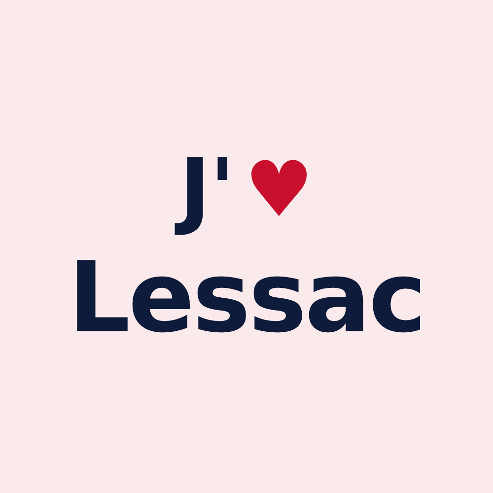 Magnet personnalisé Lessac — design « J'aime Lessac » imprimé sur le magnet