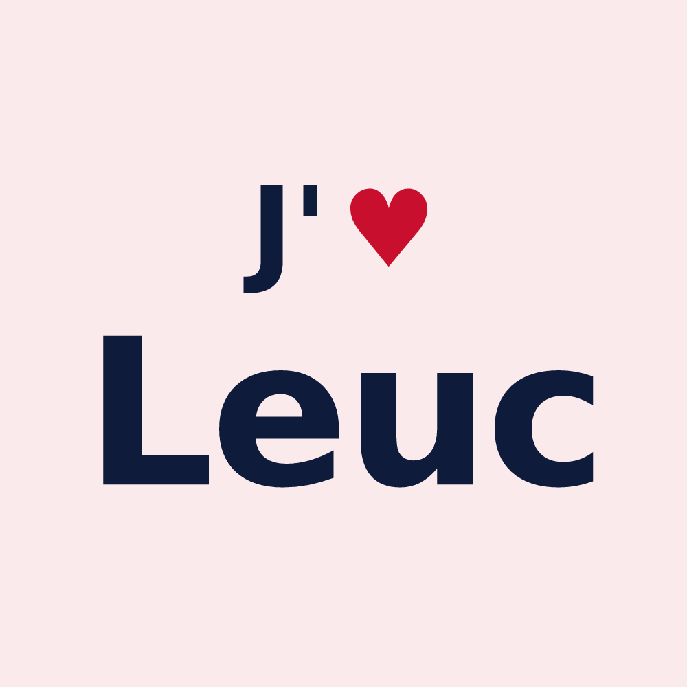 Magnet personnalisé Leuc — design « J'aime Leuc » imprimé sur le magnet