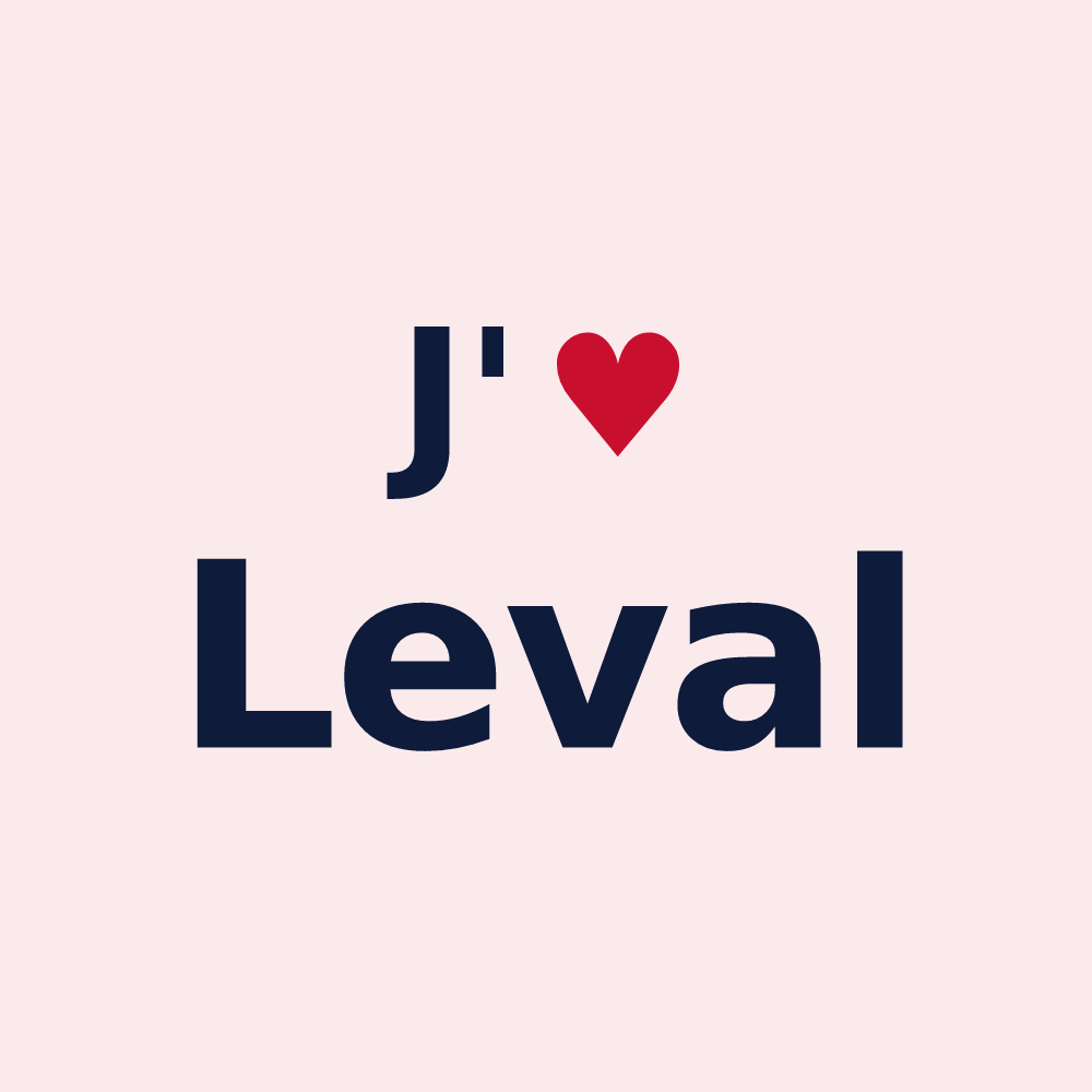 Magnet personnalisé Leval — design « J'aime Leval » imprimé sur le magnet