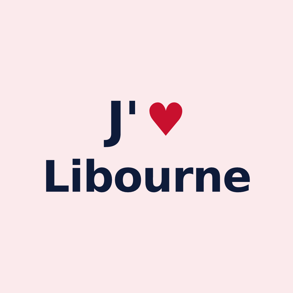 Magnet personnalisé Libourne — design « J'aime Libourne » imprimé sur le magnet