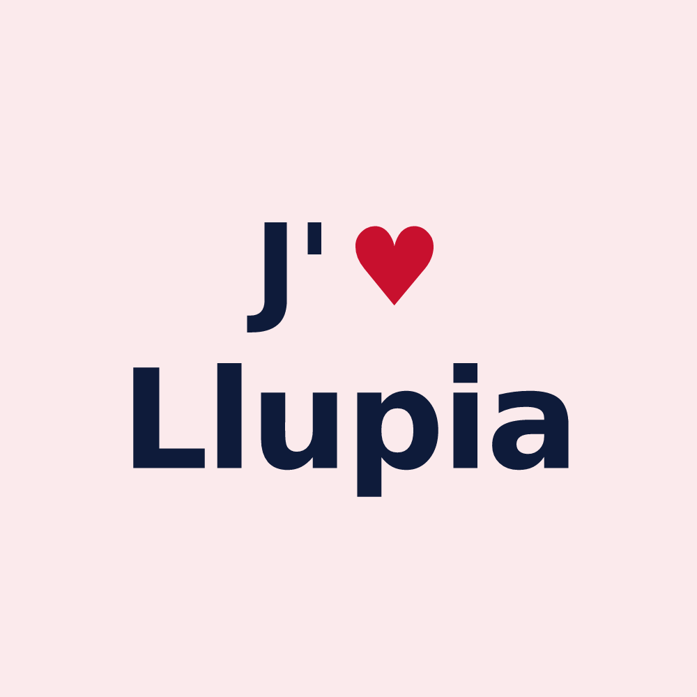 Magnet personnalisé Llupia — design « J'aime Llupia » imprimé sur le magnet