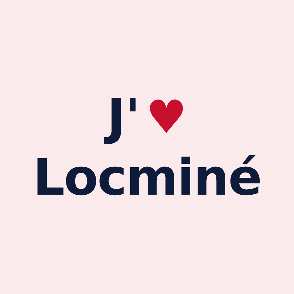 Magnet personnalisé Locminé — design « J'aime Locminé » imprimé sur le magnet
