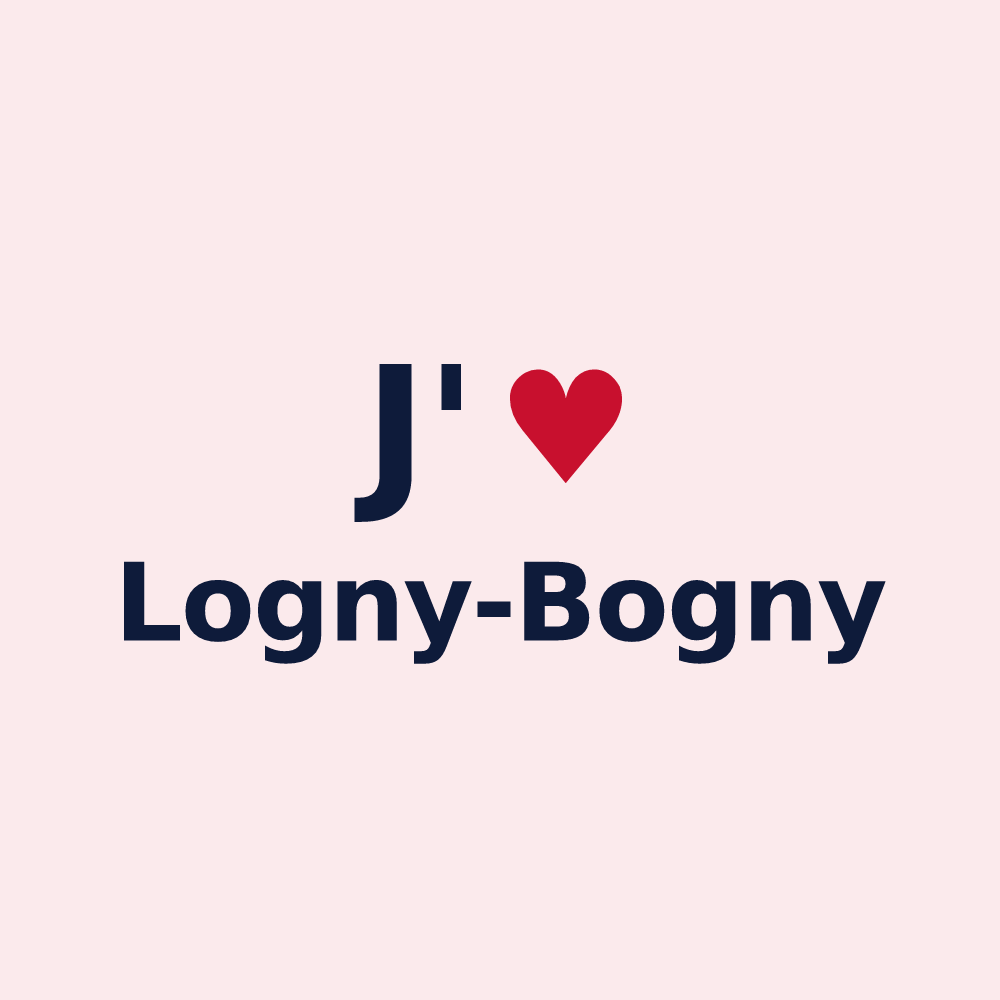 Magnet personnalisé Logny-Bogny — design « J'aime Logny-Bogny » imprimé sur le magnet