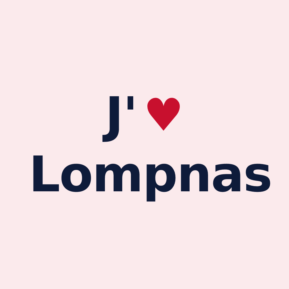 Magnet personnalisé Lompnas — design « J'aime Lompnas » imprimé sur le magnet