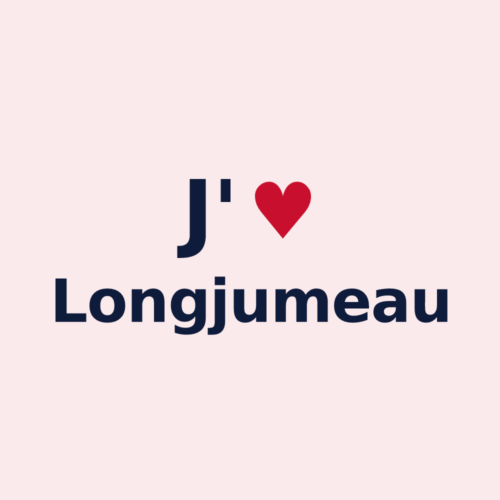 Magnet personnalisé Longjumeau — design « J'aime Longjumeau » imprimé sur le magnet