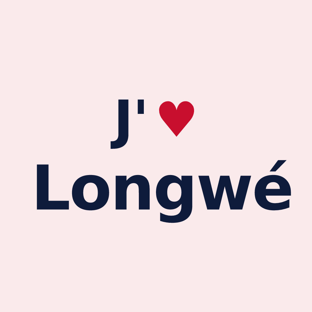 Magnet personnalisé Longwé — design « J'aime Longwé » imprimé sur le magnet