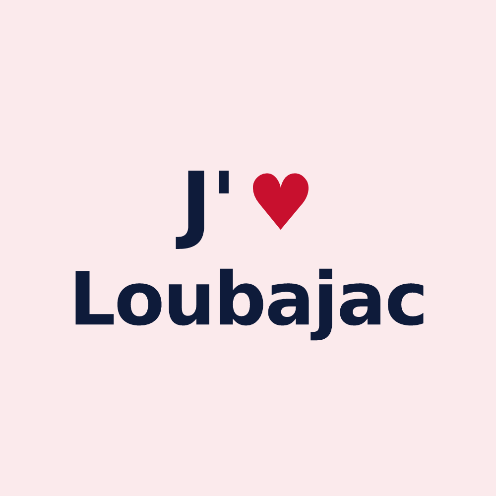 Magnet personnalisé Loubajac — design « J'aime Loubajac » imprimé sur le magnet