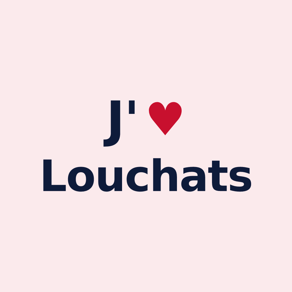 Magnet personnalisé Louchats — design « J'aime Louchats » imprimé sur le magnet