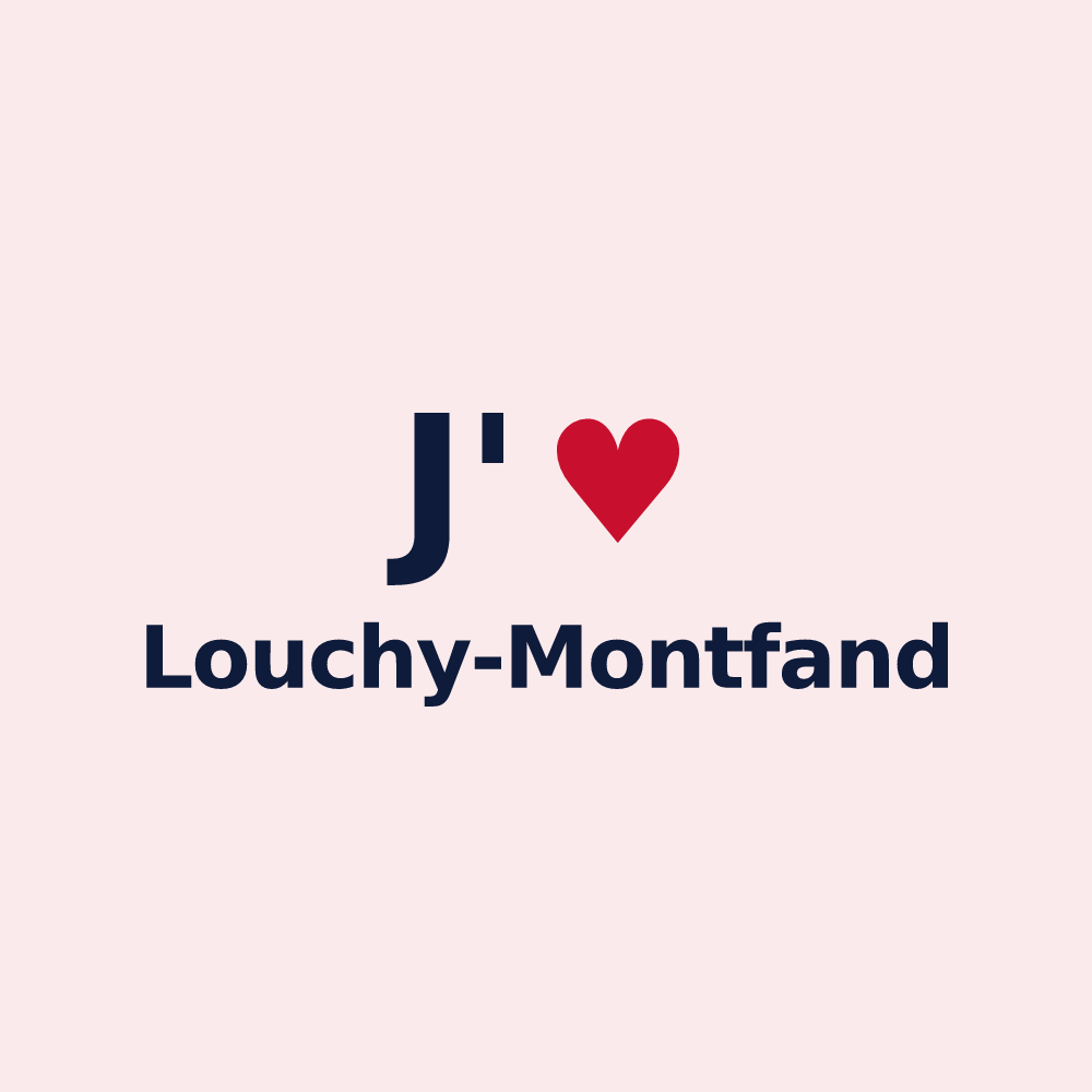Magnet personnalisé Louchy-Montfand — design « J'aime Louchy-Montfand » imprimé sur le magnet