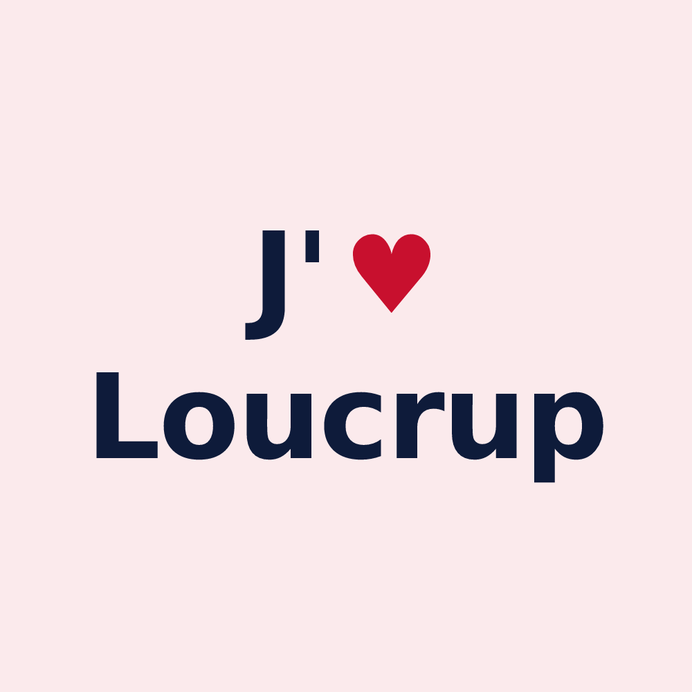 Magnet personnalisé Loucrup — design « J'aime Loucrup » imprimé sur le magnet