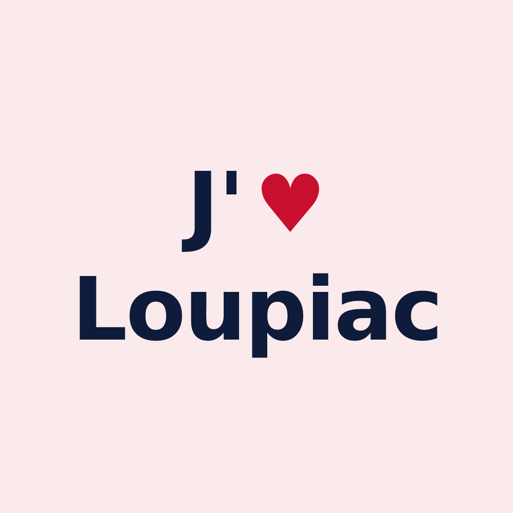 Magnet personnalisé Loupiac — design « J'aime Loupiac » imprimé sur le magnet