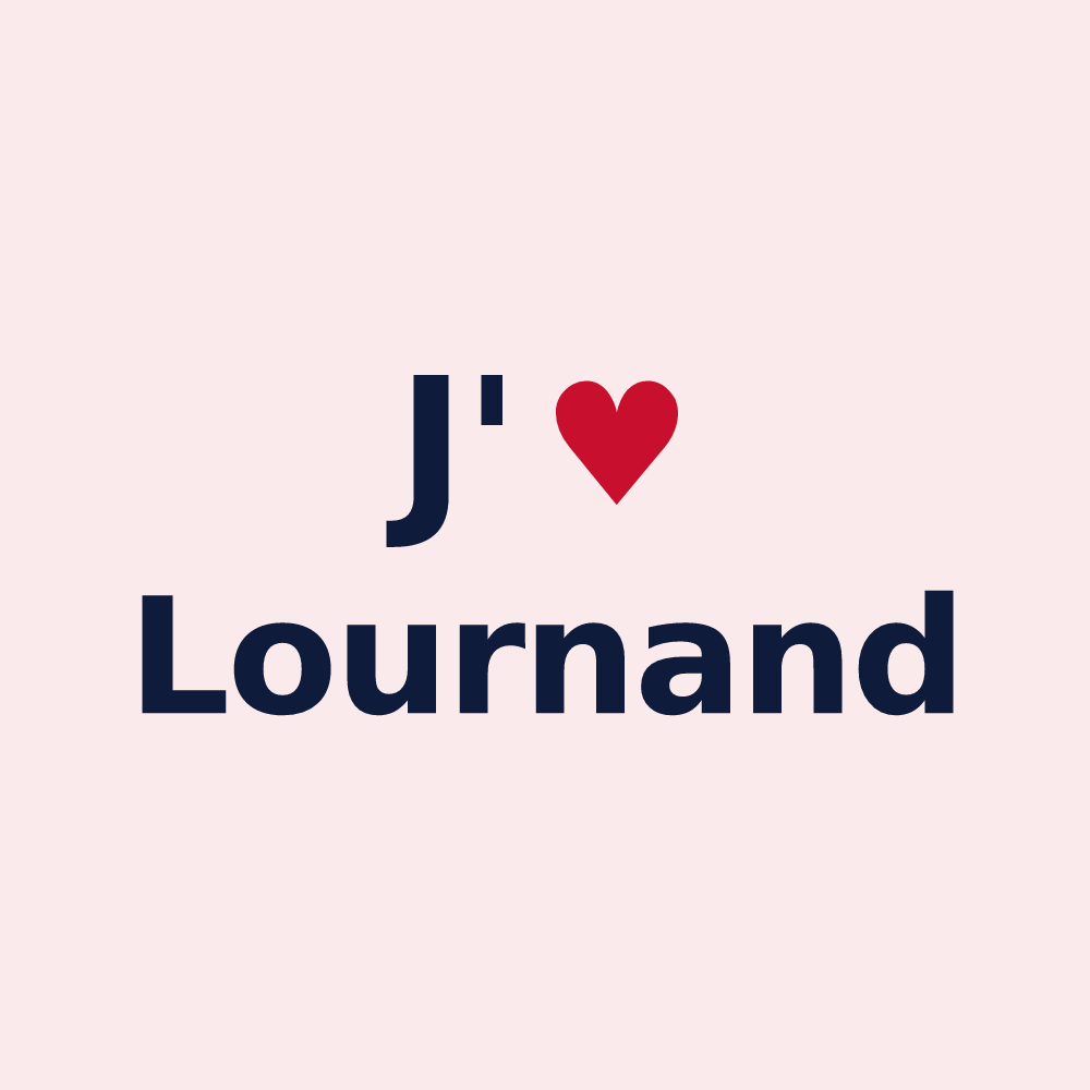 Magnet personnalisé Lournand — design « J'aime Lournand » imprimé sur le magnet