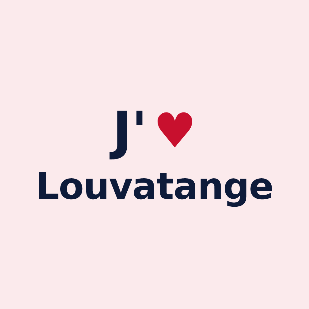 Magnet personnalisé Louvatange — design « J'aime Louvatange » imprimé sur le magnet