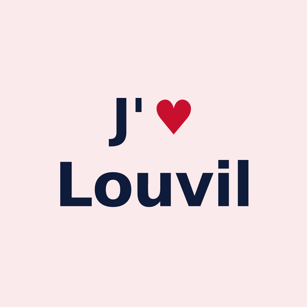 Magnet personnalisé Louvil — design J'aime Louvil
