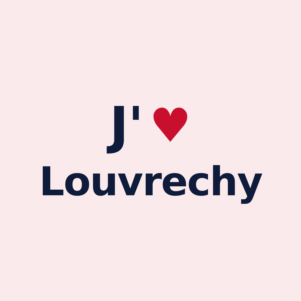 Magnet personnalisé Louvrechy — design « J'aime Louvrechy » imprimé sur le magnet
