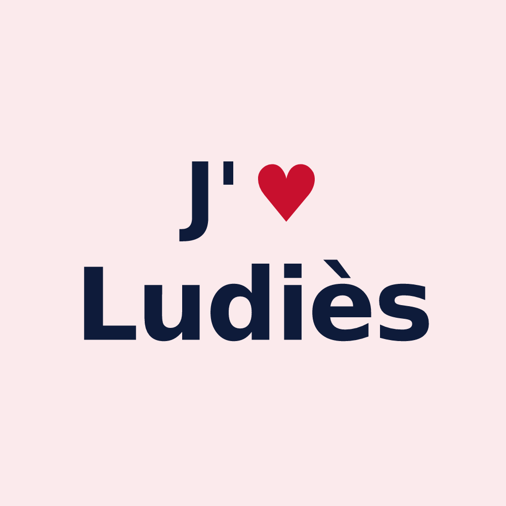 Magnet personnalisé Ludiès — design « J'aime Ludiès » imprimé sur le magnet
