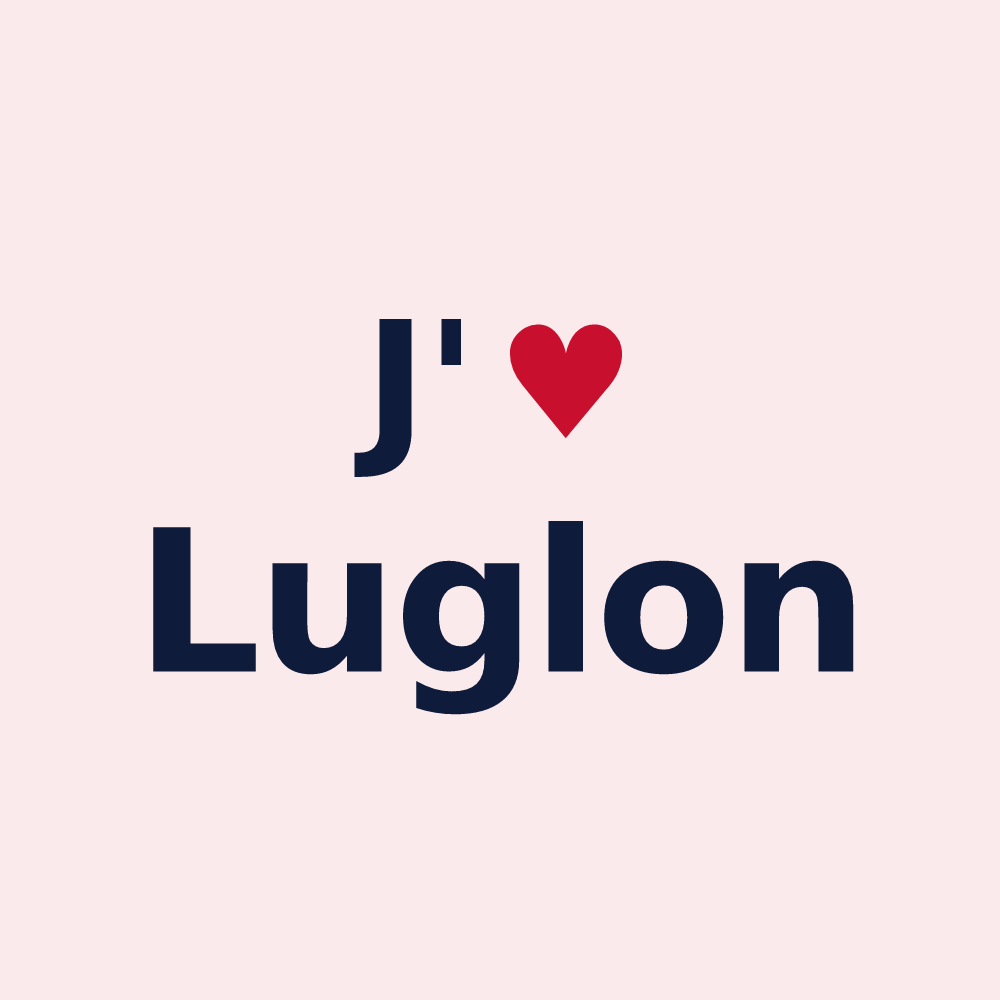 Magnet personnalisé Luglon — design « J'aime Luglon » imprimé sur le magnet