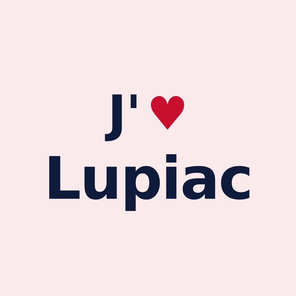 Magnet personnalisé Lupiac — design « J'aime Lupiac » imprimé sur le magnet