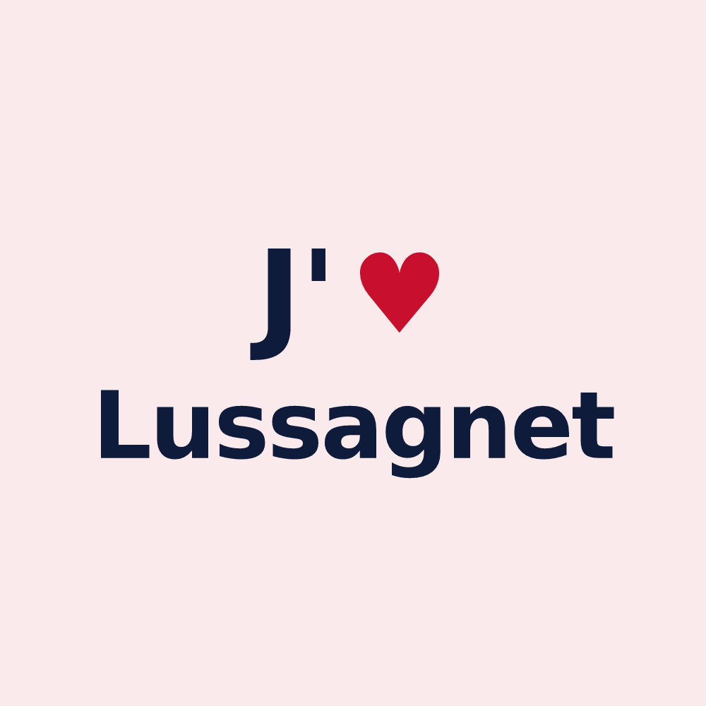 Magnet personnalisé Lussagnet — design J'aime Lussagnet