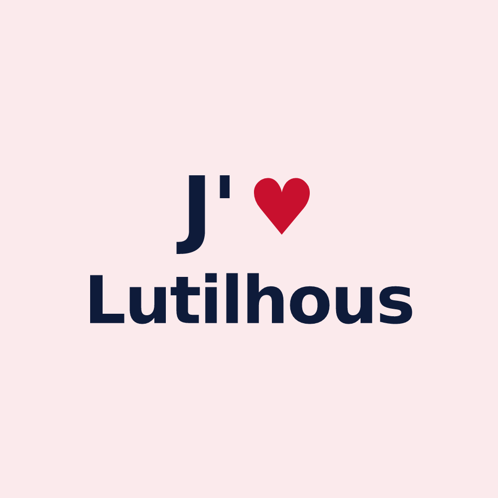 Magnet personnalisé Lutilhous — design « J'aime Lutilhous » imprimé sur le magnet