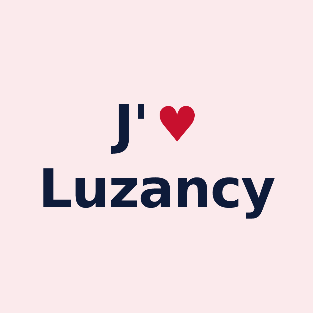 Magnet personnalisé Luzancy — design « J'aime Luzancy » imprimé sur le magnet