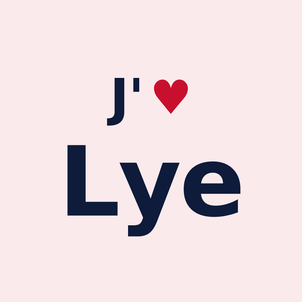 Magnet personnalisé Lye — design « J'aime Lye » imprimé sur le magnet