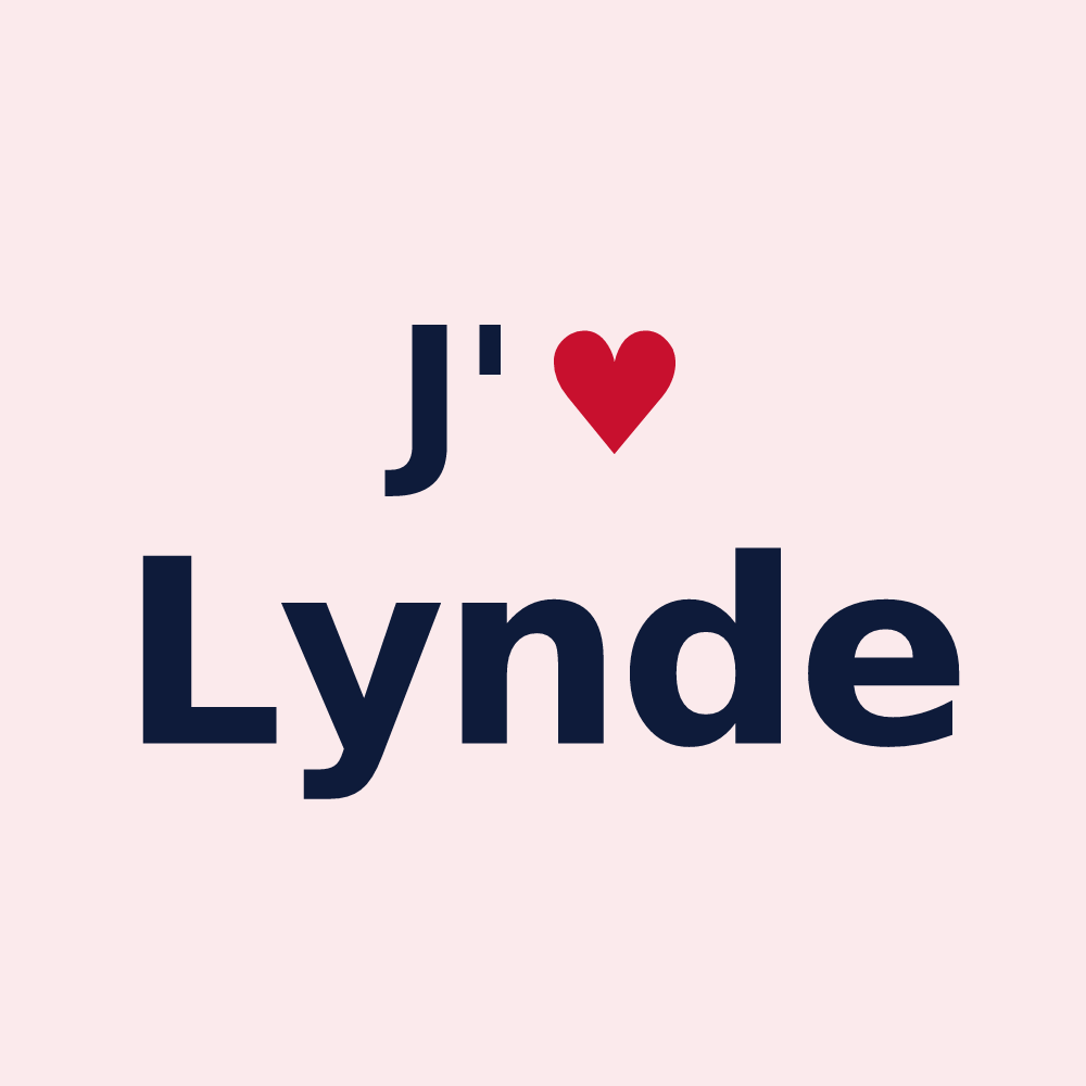 Magnet personnalisé Lynde — design « J'aime Lynde » imprimé sur le magnet