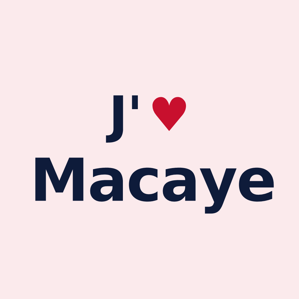Magnet personnalisé Macaye — design « J'aime Macaye » imprimé sur le magnet