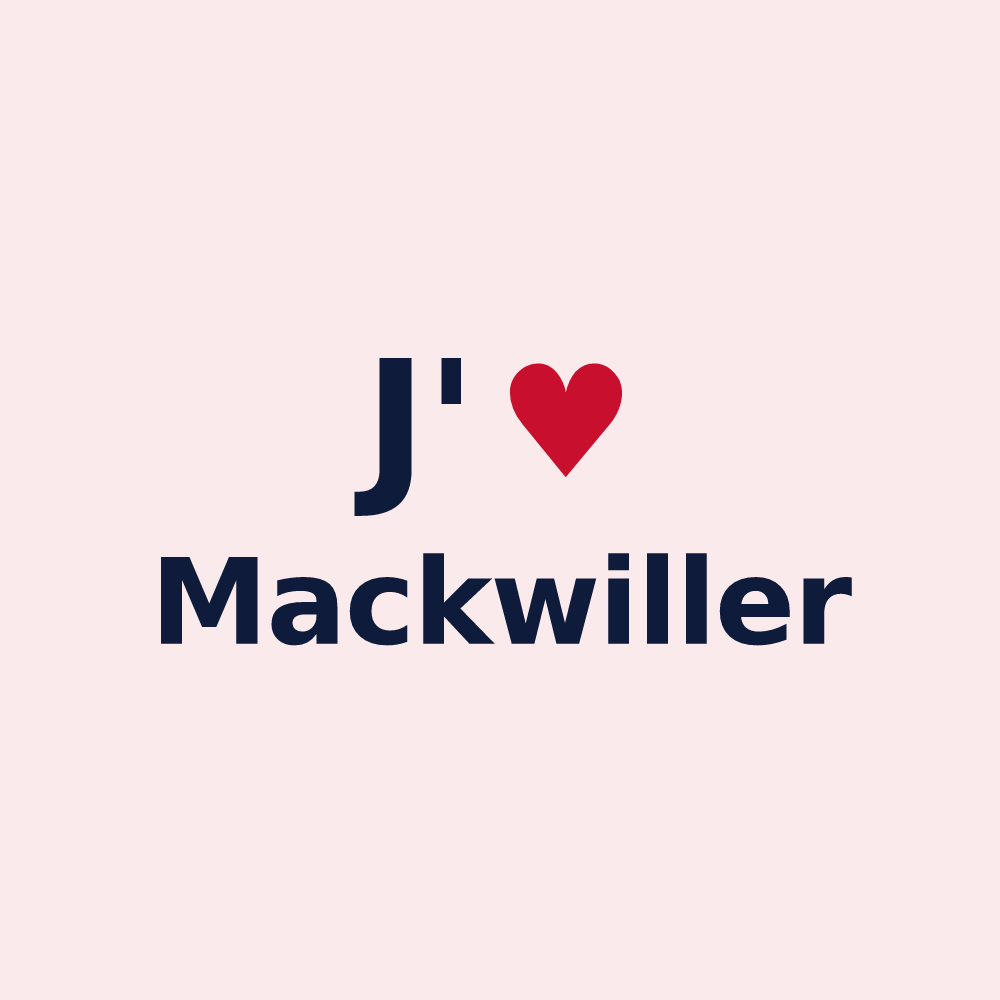Magnet personnalisé Mackwiller — design « J'aime Mackwiller » imprimé sur le magnet