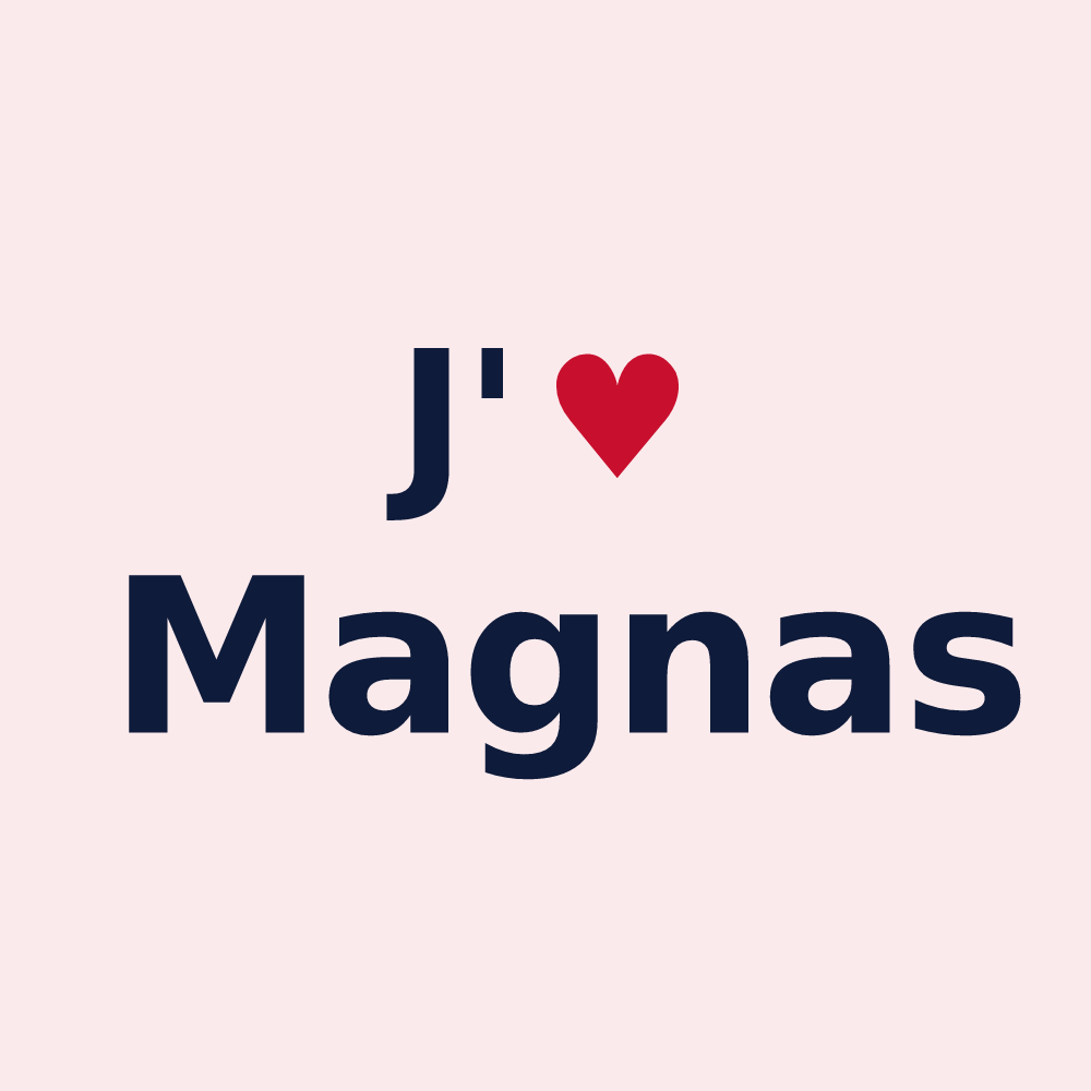 Magnet personnalisé Magnas — design J'aime Magnas